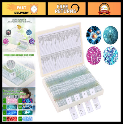 120 Microscope Slides Set with Specimens - Plant, Insect, Animal & Algae for Sci