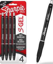 Sharpie S-Gel Pens, Medium Point 0.7Mm , Black Ink, 4 Count - Ideal for Writing
