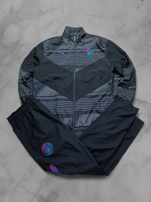 Manchester City Puma Tracksuit Größe M Herren Trainingsanzug Schwarz Grau