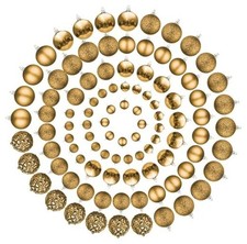 100-Pack Christmas Ball Ornaments for Tree,Shatterproof Plastic 100ct Gold