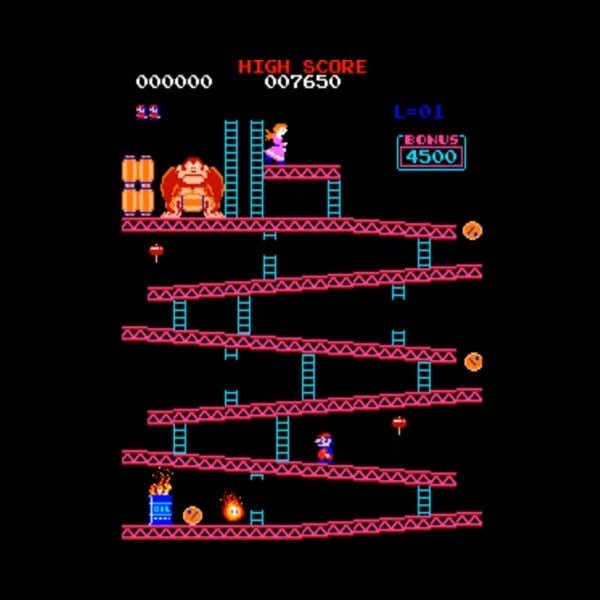 Usado Burro Kong Con Jamma Arnés + Imagen Invertir Tabla, Amp & Volumen Nintendo