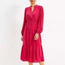 Loft Clip Ruffle Tiered Midi Dress