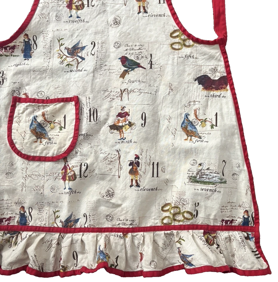 Williams Sonoma 12 天圣诞围裙口袋褶皱全棉机洗 — 第 3/4 张图片