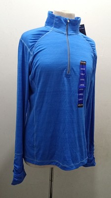 KIRKLAND SIGNATURE DAMEN ACTIVE 1/4 REISSVERSCHLUSS SPORT SPORT OBERTEIL BLAU LANGARM