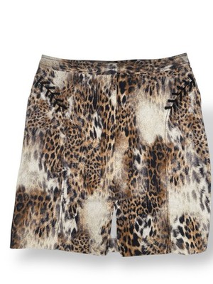 Vintage 80s Betu Sport Leopard Above Knee Side Tie Printed Cotton Skirt Size 12