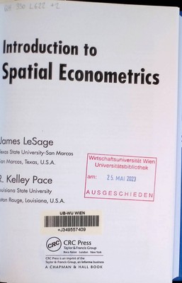 Introduction to Spatial Econometrics Statistics: a Series of Textbooks and Monog