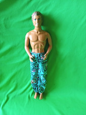 Barbie Ken Doll Brown Hair Aqua Blue Eyes Nude Soft Head 1990 Mattel Body 1968