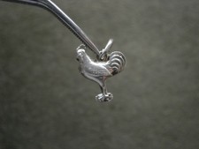 PEQUEÑO Gallo Gallo Gallo Vintage Espalda Plana 835 Plata Pulsera Dije Colgante