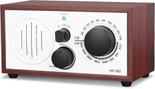 Retro AM FM Bluetooth Speaker Vintage Wood Radio Aux Headphone Jack