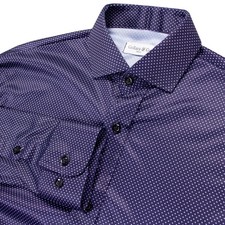 Collars  Co Mens S Blue Polka Dot Long Sleeve Performance Shirt Dress Collar