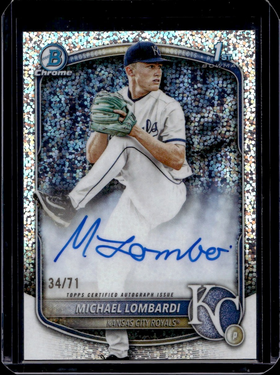 Michael Lombardi 2025 Bowman Draft Chrome 1st AUTO SP Sparkle Refractor #D 34/71