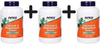 3 x NOW Foods Calcium & Magnesium with Vit D and Zinc - 120 (127,75 EUR/kg)