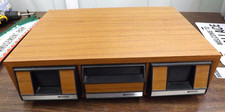 3 DRAWER CASSETTE STORAGE MUSICMATE HOLDS 42 STACKABLE FAUX WOOD CABINET HOLDER