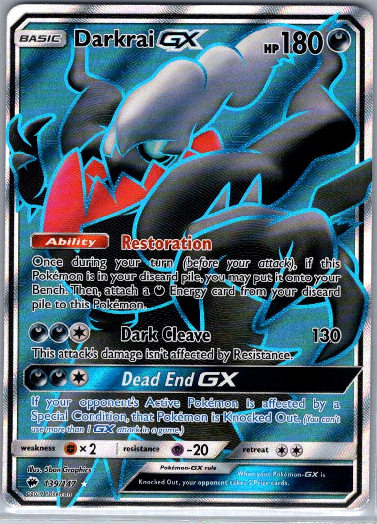 Darkrai GX (Full Art) 139/147 SM - Burning Shadows - Pokemon Card - NM