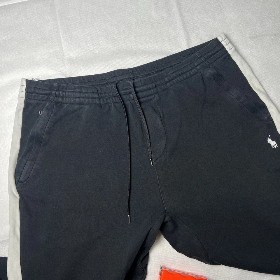 Pantalones deportivos Polo Ralph Lauren para hombre talla XL con cremallera inferior negros blancos Foto 2 de 4