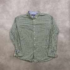 Tommy Hilfiger Shirt Mens Large Gingham Check Western Button Down, Green