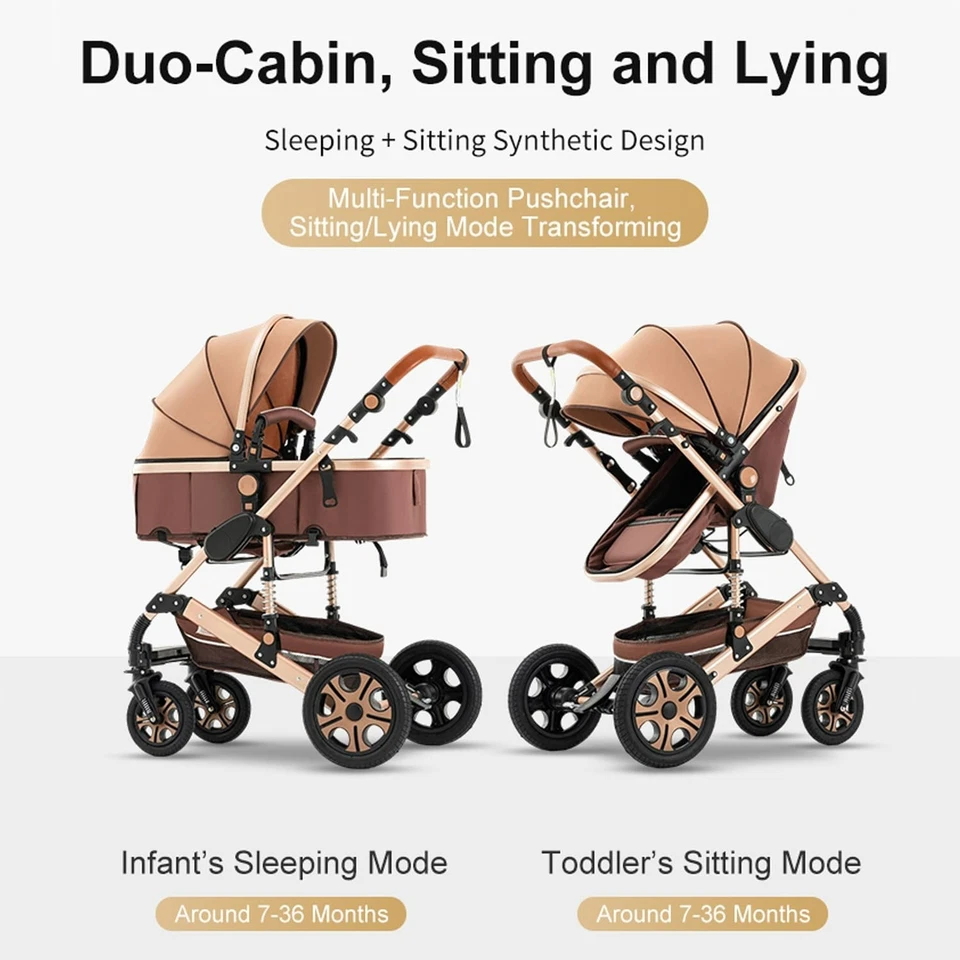 Baby Stroller Combo Car Seat, Baby Travel System,Standard Reversible Pram 3 in 1 - Image 4 of 4