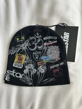 Hellstar Beanie Patch Print Black One Size Logos All Over AOP Skully