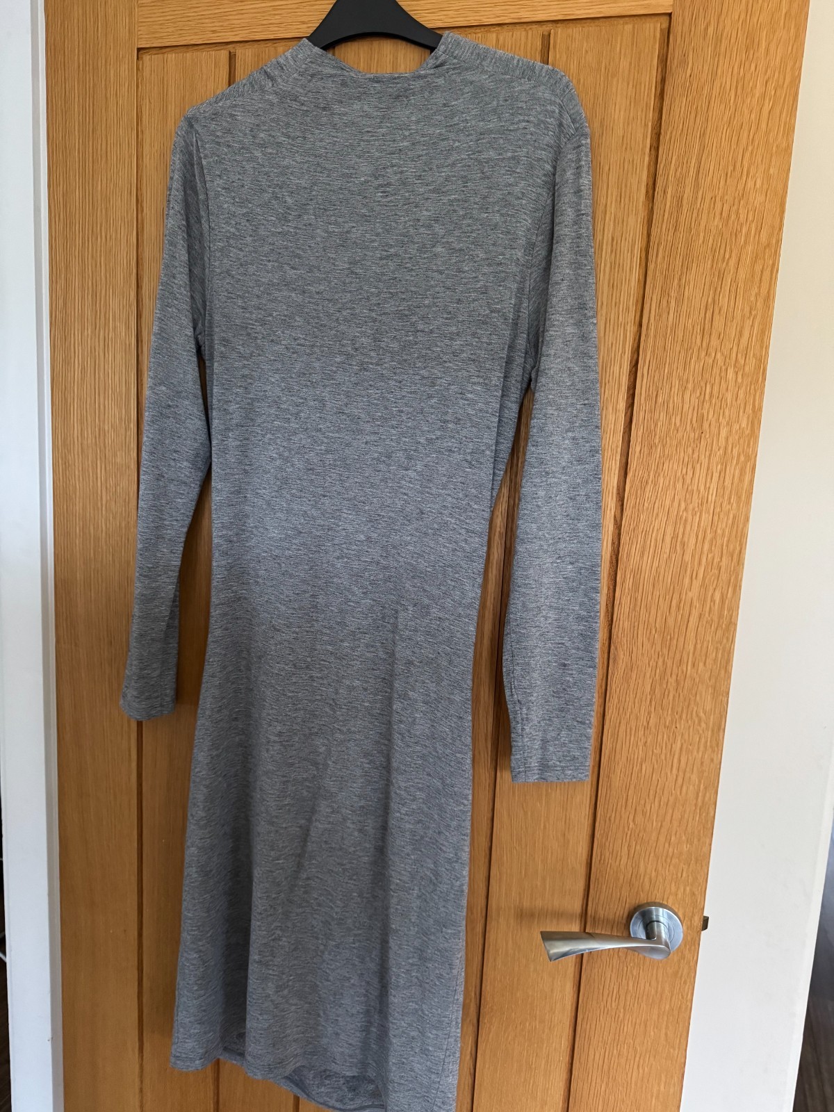 Reiss Sara Grey Long Sleeved Ruched Wool Jersey Bodycon Midi Dress Size Medium image 5