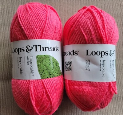 Lot of 2 Loops & Threads IMPECCABLE Acrylic Yarn Arbor Rose 285 yds/4.5 oz each