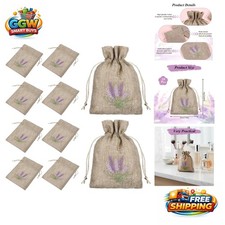 Embroidered Lavender Burlap Sachet Bags - 10 Pack for Home Fragrance & Crafts