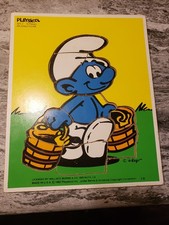 Very Cute Vtg. Playskool "Milkings Done" Peyo 1982 Smurf Vintage Childs Puzzle