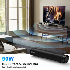 50W Bluetooth 5.4 Soundbar w/ Subwoofer, 3D Surround Optical AUX RCA USB for TV