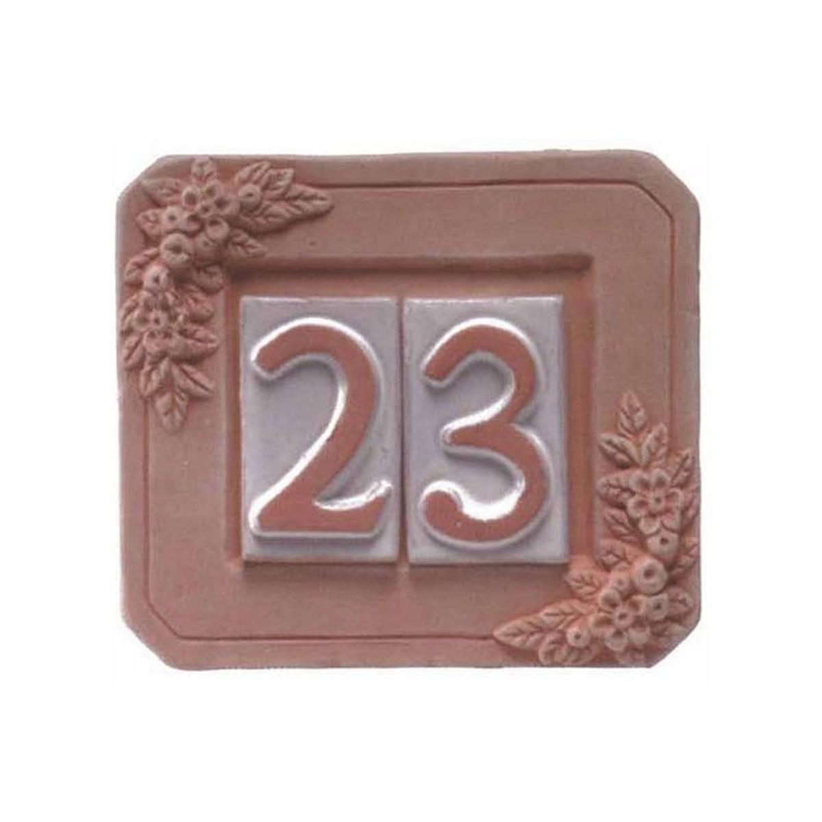 PORTANUMERO CIVICO IN TERRACOTTA 2 POSTI CM.18X16