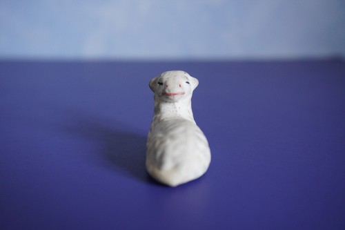 Set of 3 vintage Nativity sheep lambs Japan chalkware plaster Christmas - Picture 15 of 17