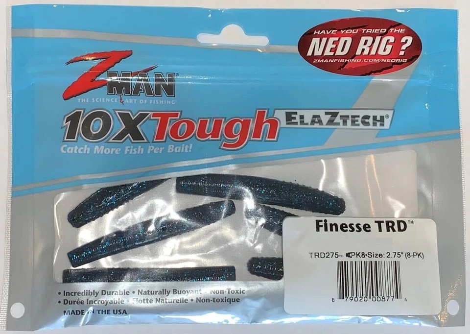 Z-Man TRD NED RIG Finesse 2.75" ElaZtech Worms ¡ELIGE TU COLOR NUEVO! (8 POR PACK) Foto 3 de 4