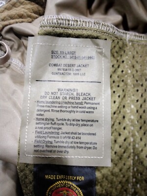 送料無料　米軍　海兵隊 COMBAT DESERT JACKET 180s USMC Apecs Cdj 180s Cold Weather Desert Marpat Combat Jacket Seal