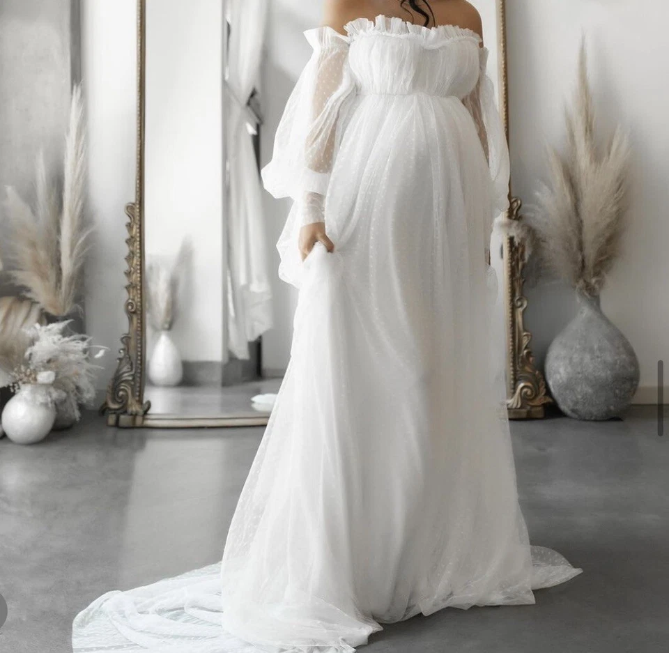 A-couture Maternity Photoshoot White Dress - Image 2 of 4
