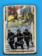 2016 Fire Fighter Brotherhood Brass Zippo Lighter NEW Bradford Exchange