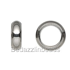 10 Surgical Stainless Steel Silver Rondelle European Spacer Beads w/ Big Hole