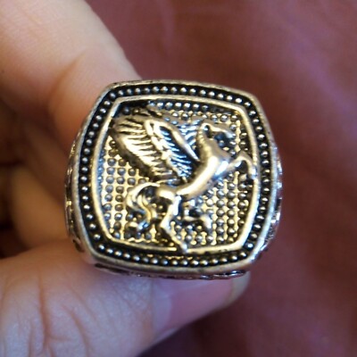 Pegasus Flying Horse Wings Einhorn Biker evtl. silber Herren Gr. UKW