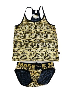 Andrew Christian Tiger Striped Gold Brief And Tank Set Size Medium New