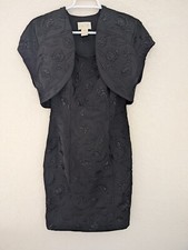 Vintage Cache Beaded Black Dress Matching Jacket Size 2 Glam Formal