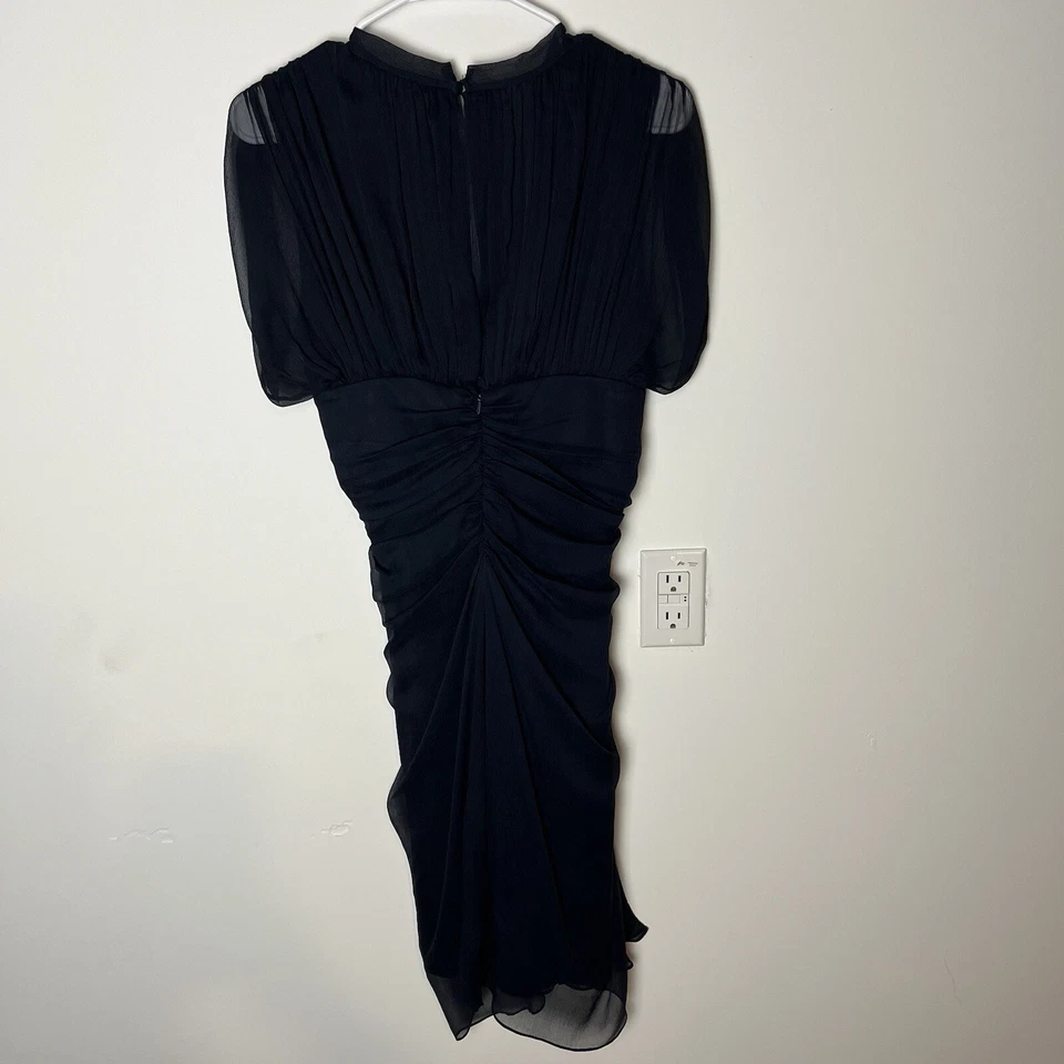 Vestido Diane von Furstenberg Seda Chifón Tull Midi Azul Marino Talla 4 Usado en Excelente Condición Foto 2 de 4