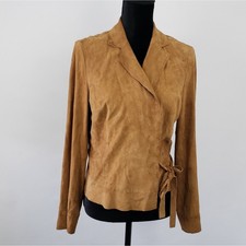 Harold's Suede Brown Wrap Jacket Coat Vintage Boho Festival Small Brown