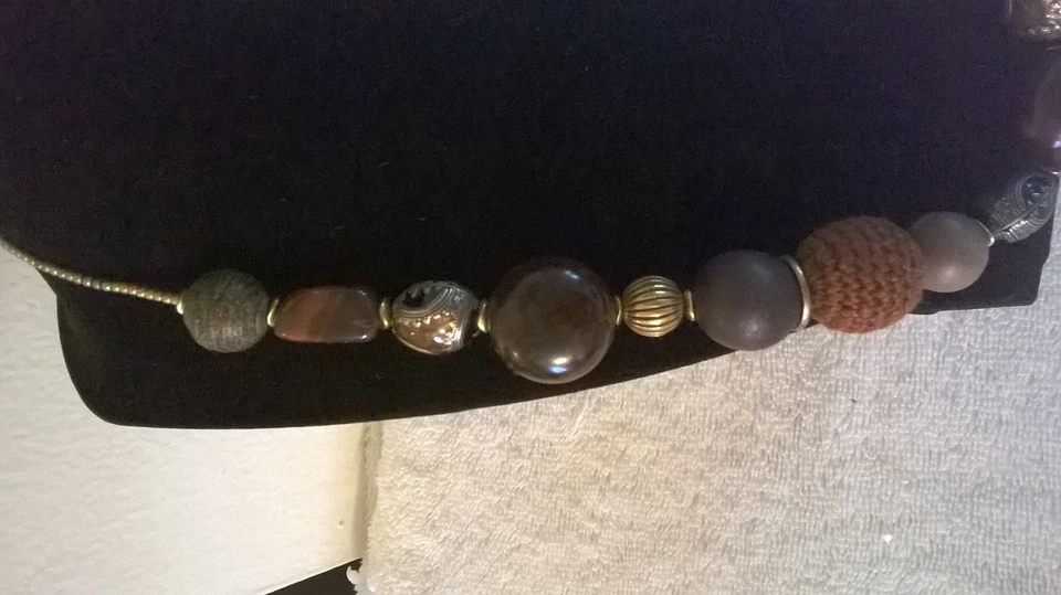 Collar Chico's Grueso Marrón Cuentas con Bolas Tejidas Plata Acabado Buey NUEVO SIN ETIQUETAS. Foto 4 de 4