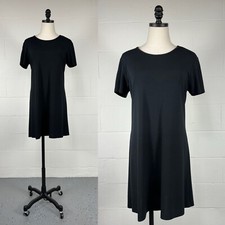 Vintage 90s GAP Black Mini T-Shirt Dress Matte Jersey Knit Minimalist Preppy L