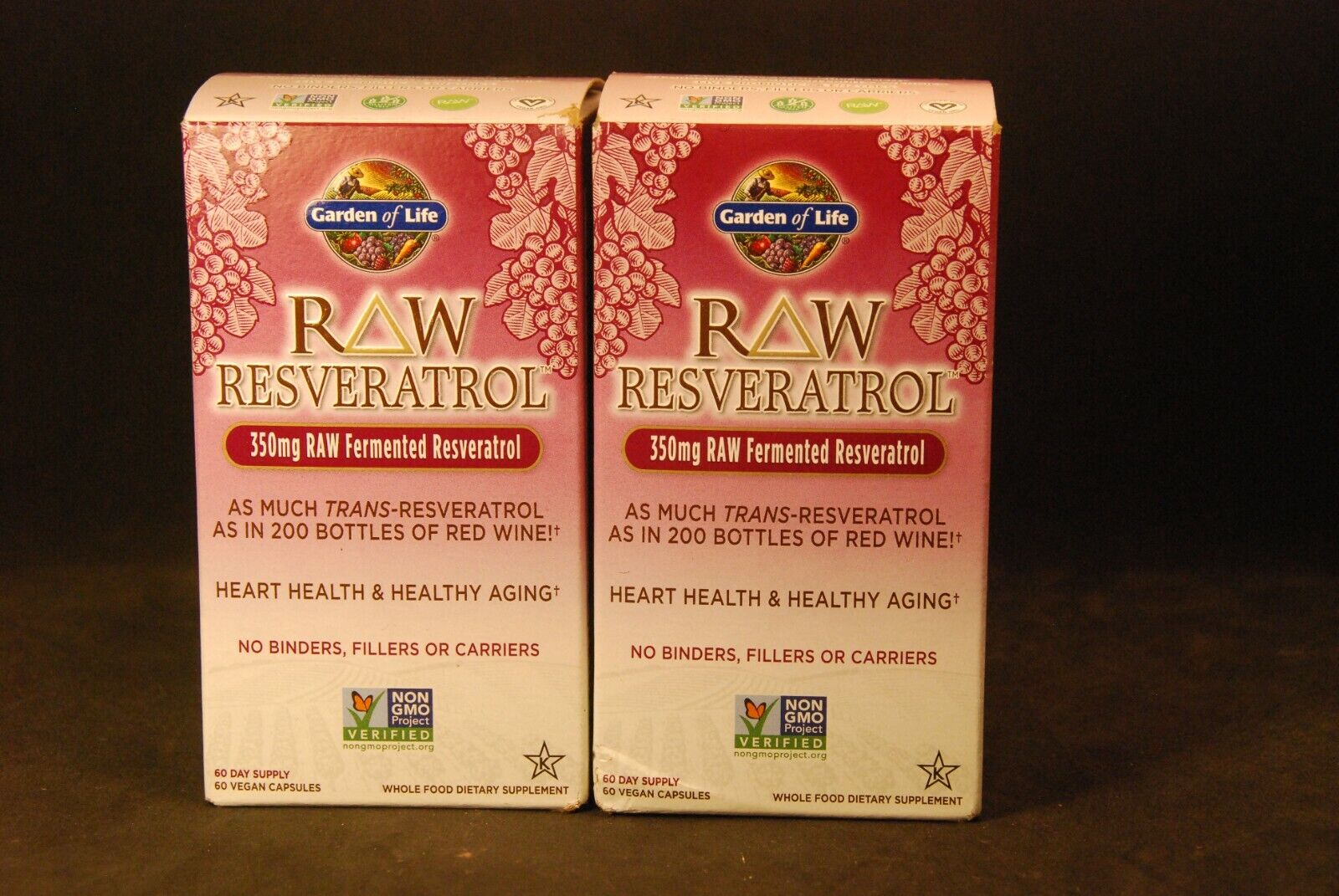 2x Garden of Life  Raw Resveratrol 60x2= 120 Vegan Capsules