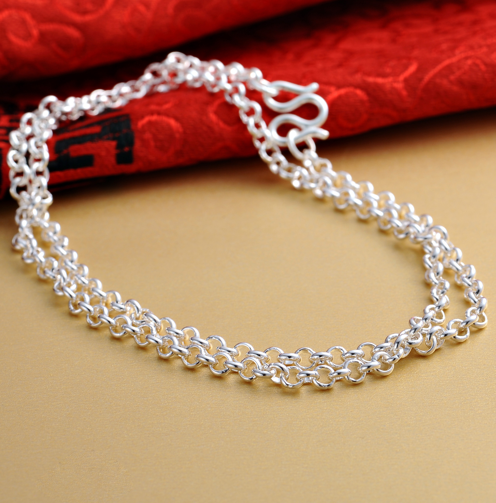 Pure Silver Chain For Women Men Sweater Link Real 999 Silver Necklace