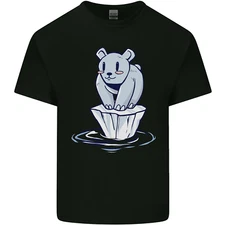 Floating Polar Bear Climate Change Environment Mens Cotton T-Shirt Tee Top