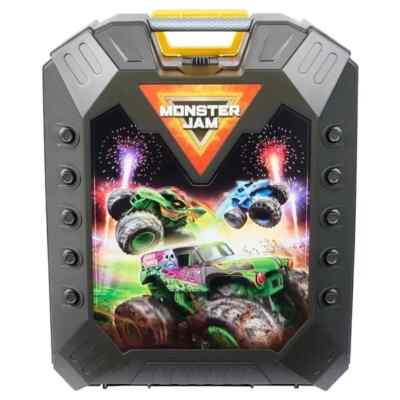 Monster Jam Pit Party &Go 1:64 diecast 10 trucks carrying case