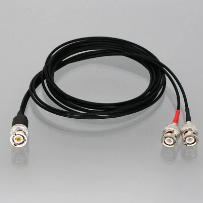 FLIEGEND 3-Lug Triax TRB 1x Plug to 2x Standard BNC Male E2+E4 Splitter Cable RG316 1~6FT