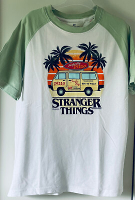 H&M Netflix Stranger Things Van Baseball Kurzarm T-Shirt Gr. 134/140 weiß grün