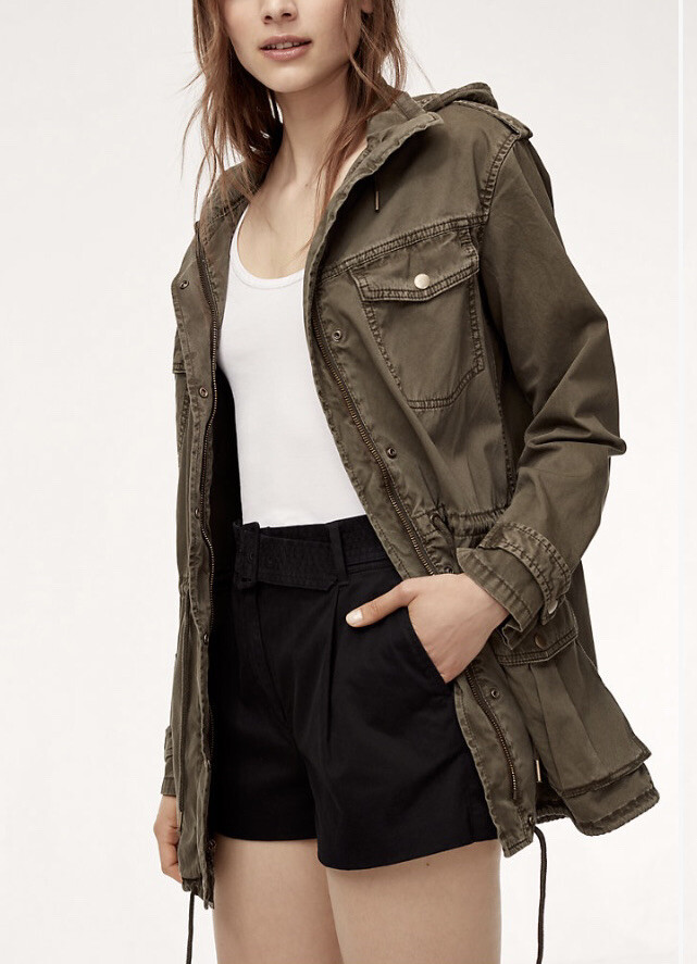 Aritzia Hooded Army Jacket Anorak XS Women Gem