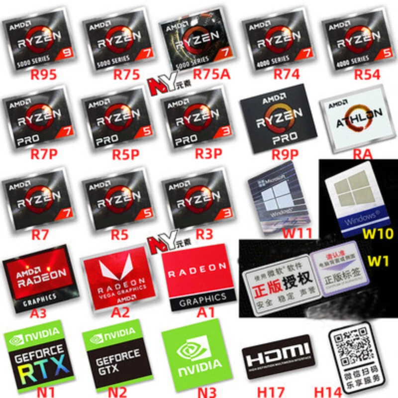 AMD Ryzen R9 R7 R5 R3 Win11 Label Sticker For Laptop PC Tablet Desktop Computer