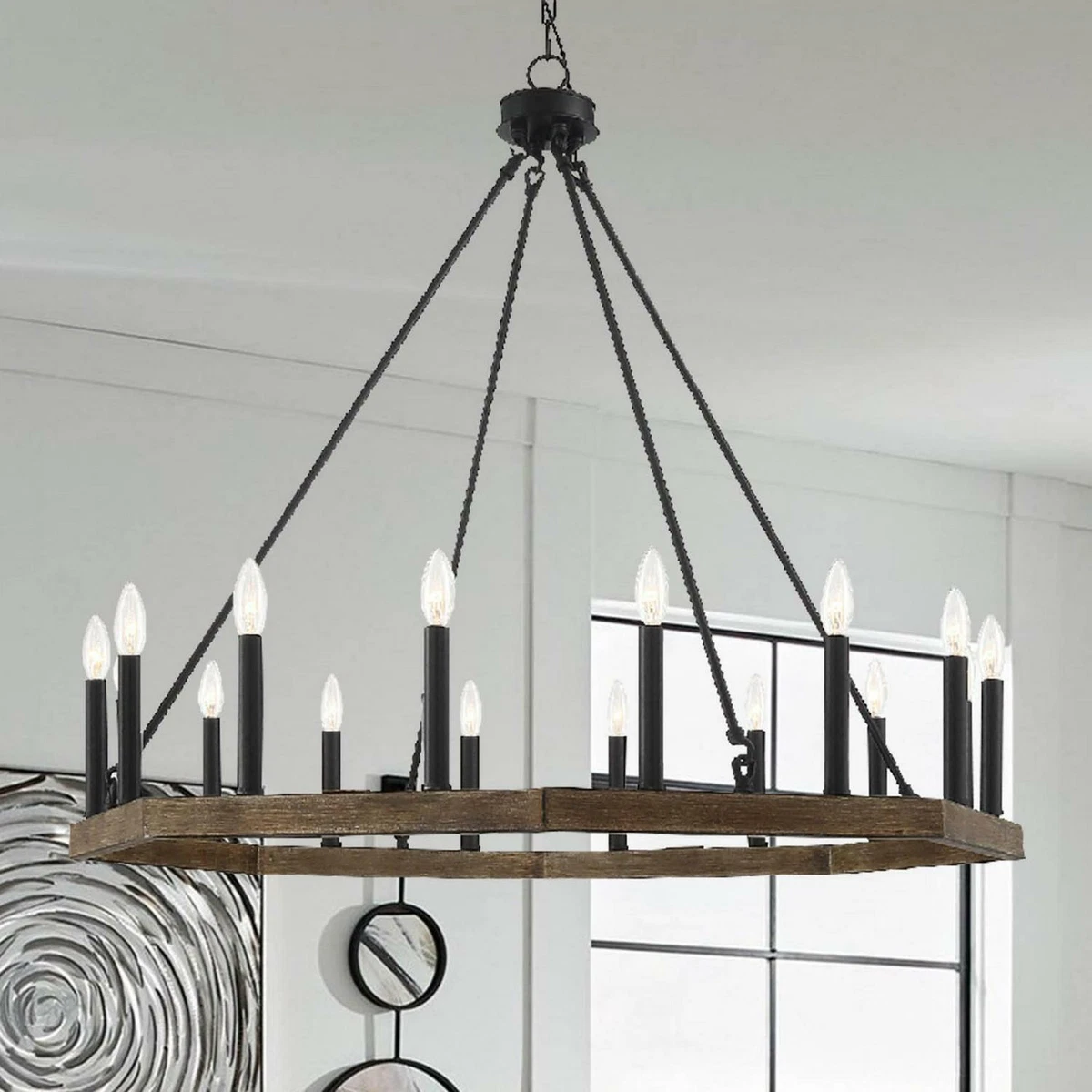 The Gray Barn Orchard House Vintage Wagon Wheel 16 light Chandelier